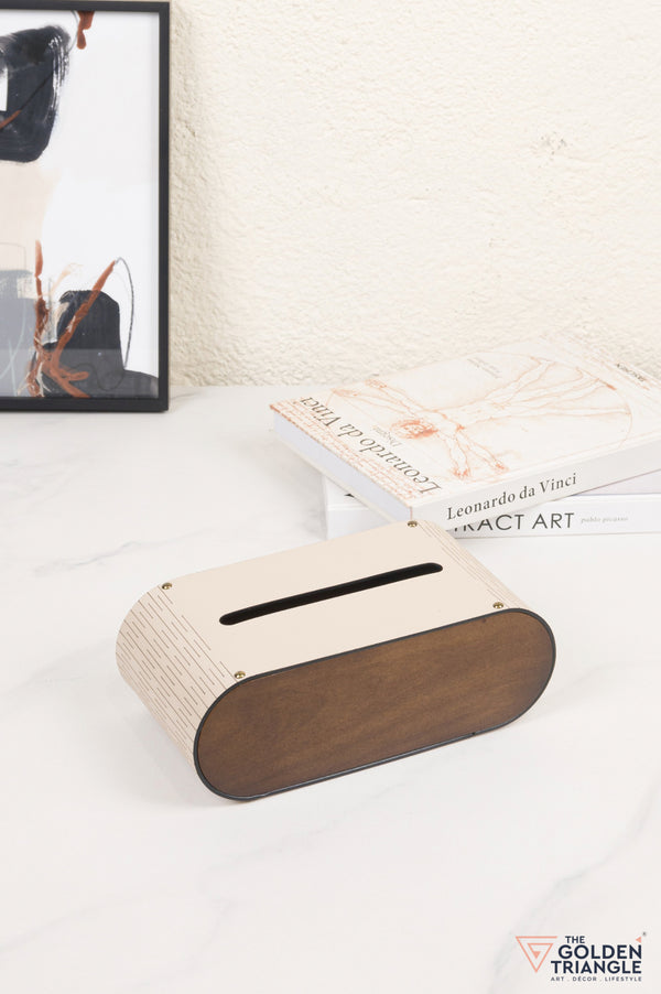 Bijou Faux Leather Tissue Box - Beige