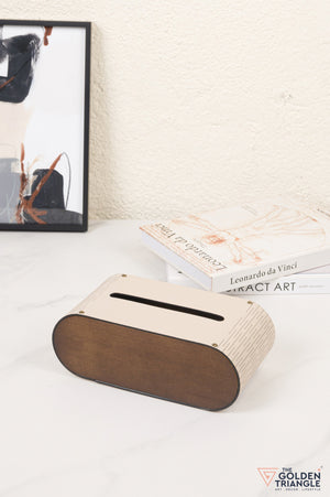 Bijou Faux Leather Tissue Box - Beige