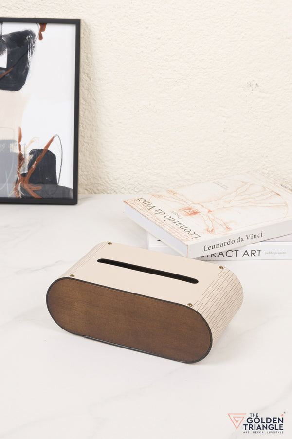 Bijou Faux Leather Tissue Box - Beige