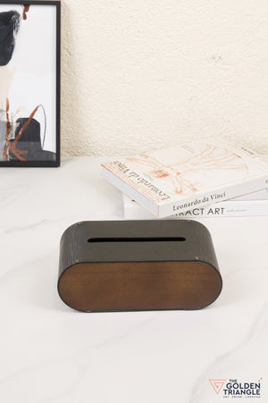 Bijou Faux Leather Tissue Box - Black
