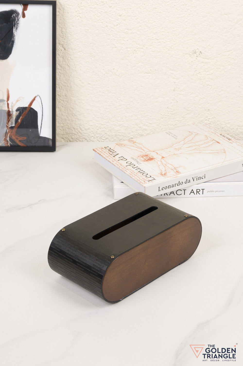 Bijou Faux Leather Tissue Box - Black