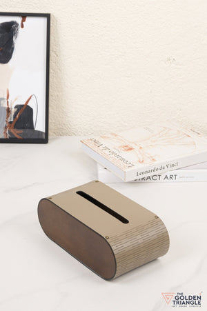 Bijou Faux Leather Tissue Box - Taupe