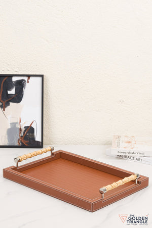 Brio Faux Leather Tray - Tan