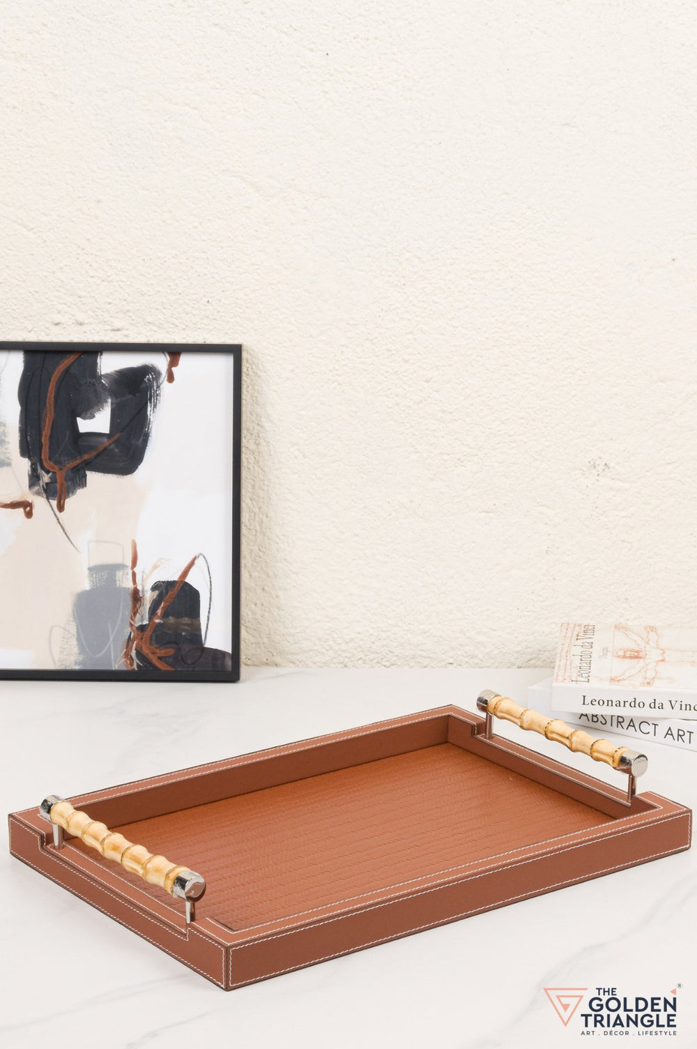 Brio Faux Leather Tray - Tan