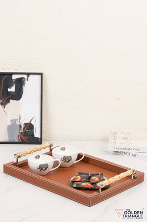 Brio Faux Leather Tray - Tan