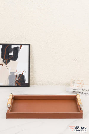 Brio Faux Leather Tray - Tan