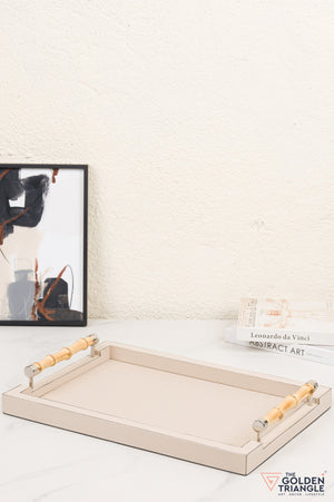 Brio Faux Leather Tray - Beige