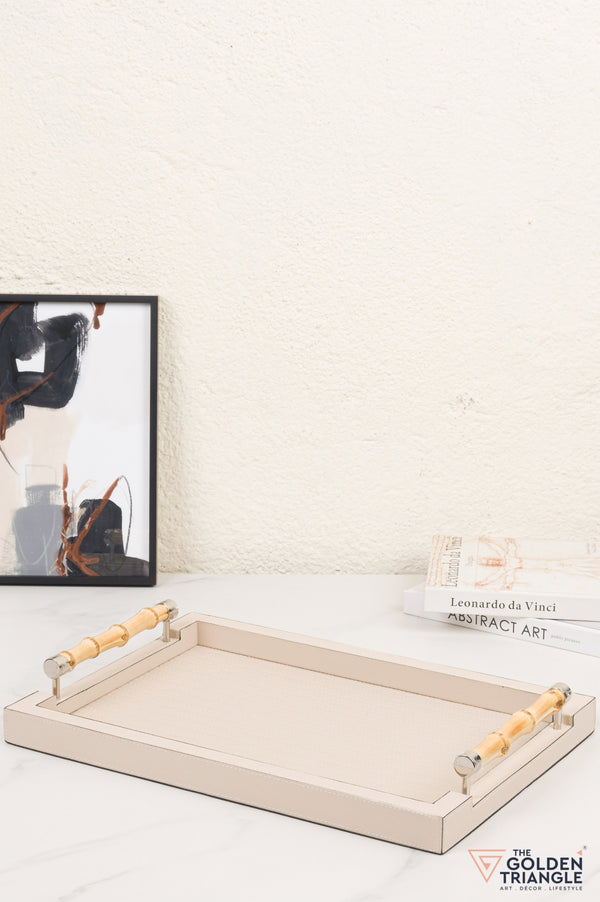 Brio Faux Leather Tray - Beige