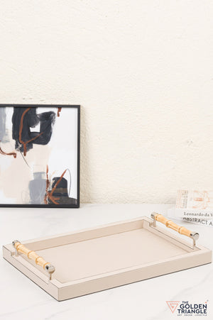 Brio Faux Leather Tray - Beige