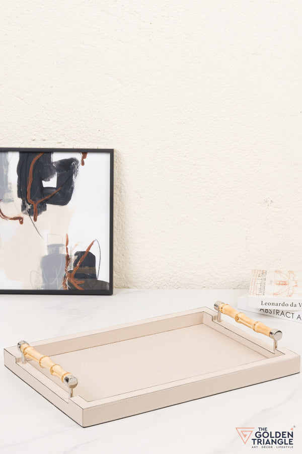 Brio Faux Leather Tray - Beige