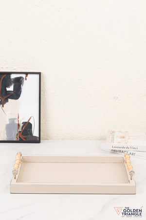 Brio Faux Leather Tray - Beige
