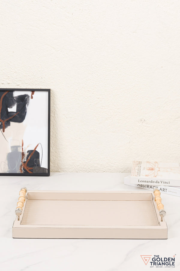 Brio Faux Leather Tray - Beige