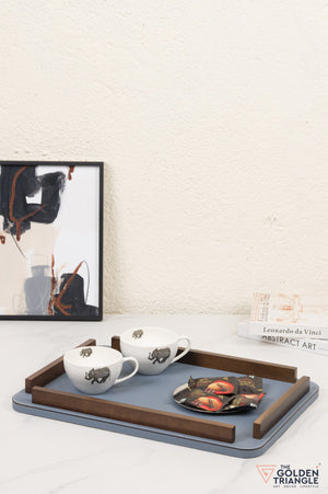 Verve Faux Leather Tray - Blue