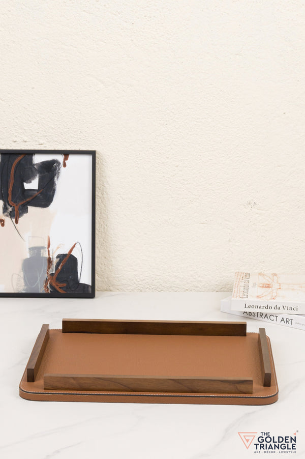 Verve Faux Leather Tray - Tan