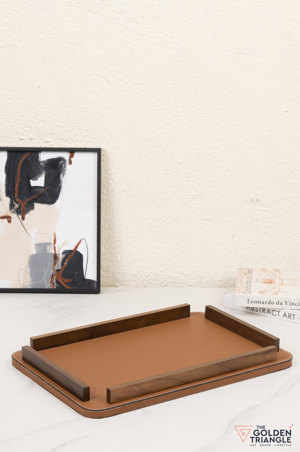 Verve Faux Leather Tray - Tan