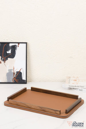 Verve Faux Leather Tray - Tan