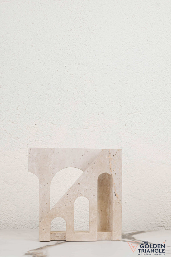 Prism Travertine Decor Sculpture