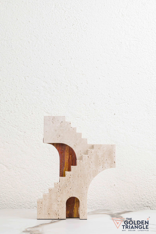 Zyre Travertine Decor Sculpture