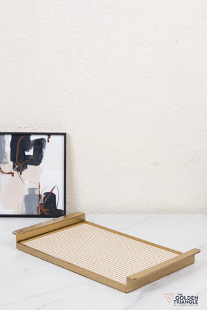 Olivette Metal & Woven Fabric Utility Tray