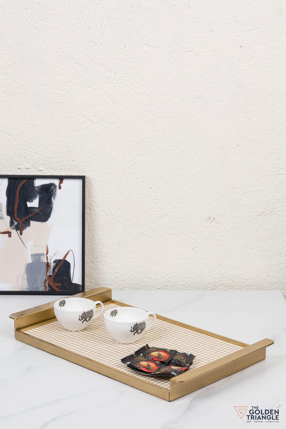 Olivette Metal & Woven Fabric Utility Tray