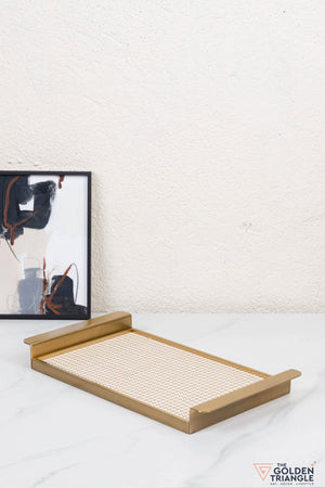 Olivette Metal & Woven Fabric Utility Tray