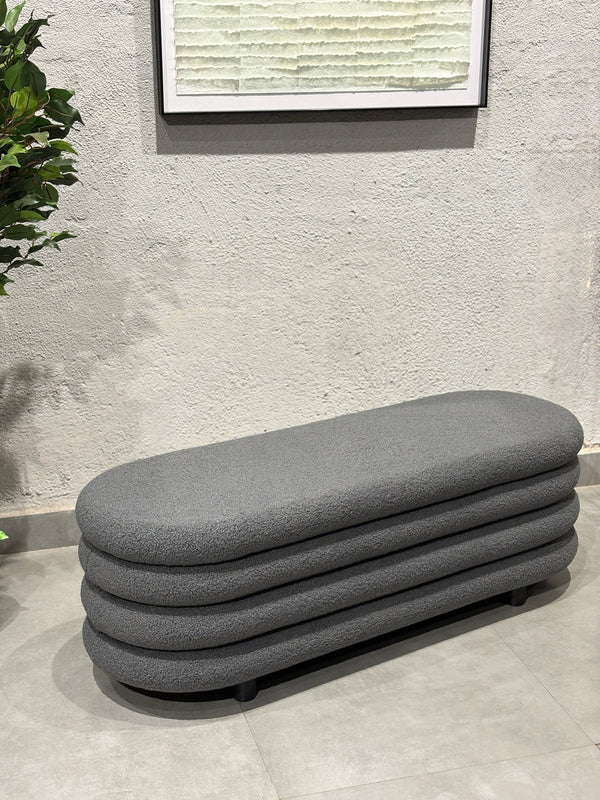 Astoria Boucle Storage Bench - Gray