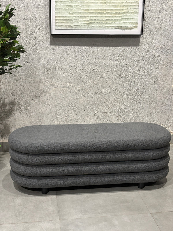 Astoria Boucle Storage Bench - Gray