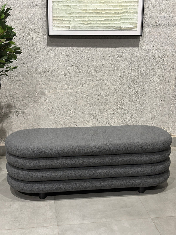 Astoria Boucle Storage Bench - Gray