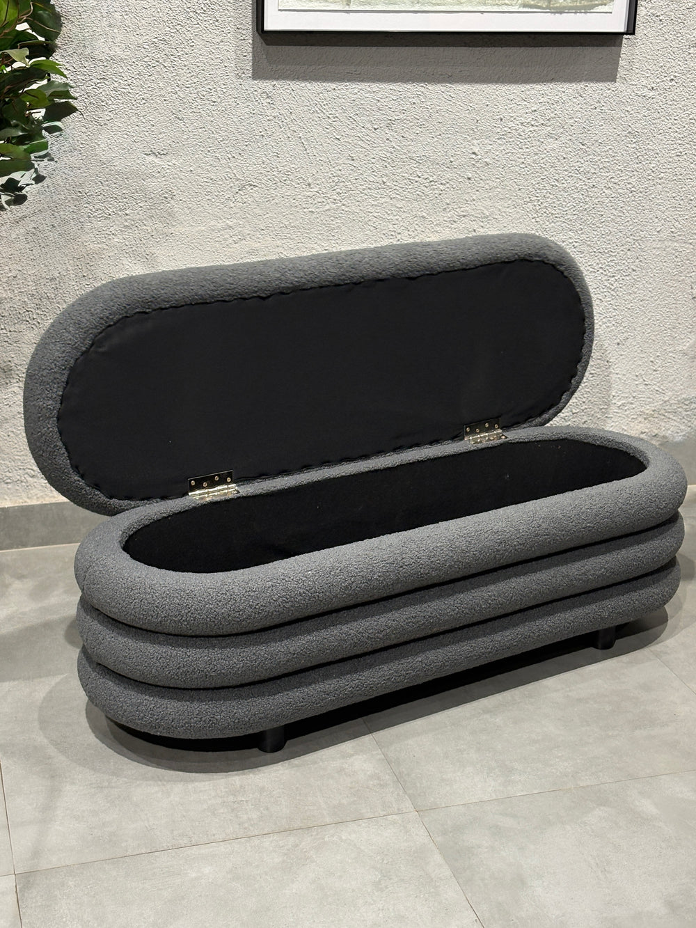 Astoria Boucle Storage Bench - Gray