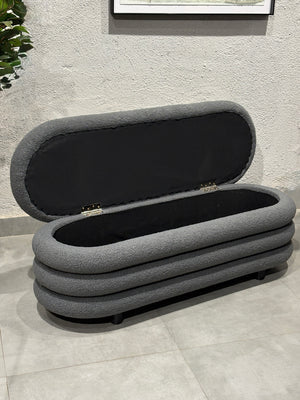 Astoria Boucle Storage Bench - Gray