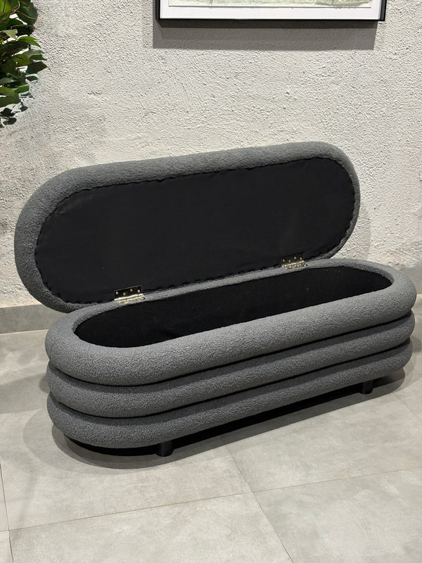 Astoria Boucle Storage Bench - Gray