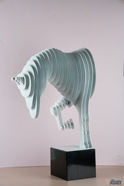 3D Horse on a Marble Base Artefact - White