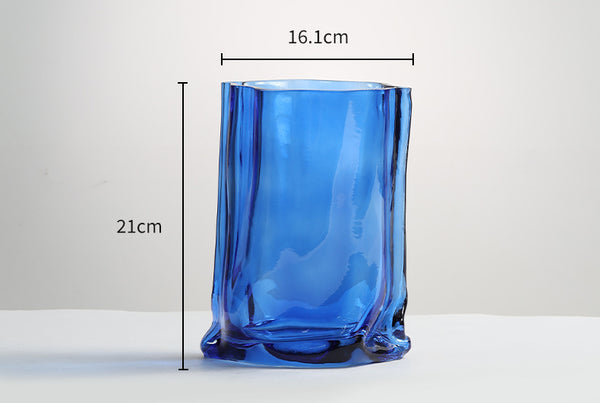 Edge Glass Vase - Royal Blue
