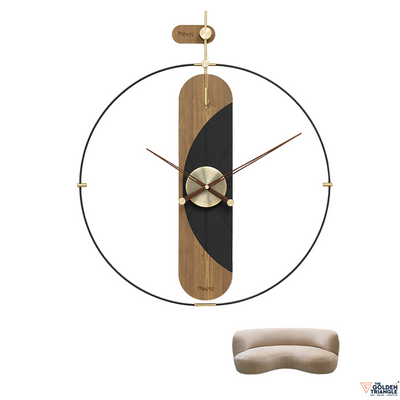 Modern Designer Metal Wall Clock with Wooden Detail