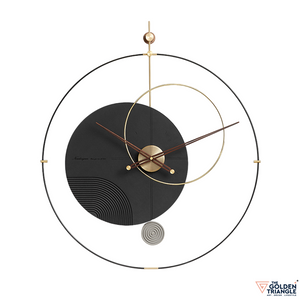 Aurora Designer Black Metal Wall Clock with Wooden Detail 