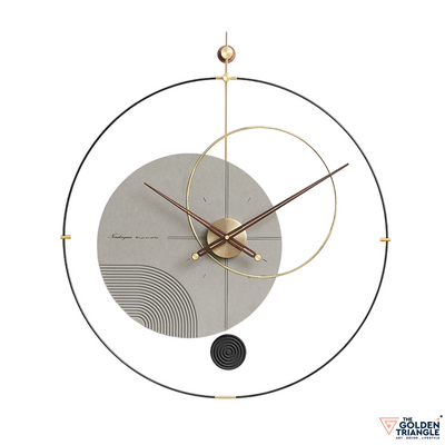 Modern Gray Metal Wall Clock with Wooden Detail for Home and Office