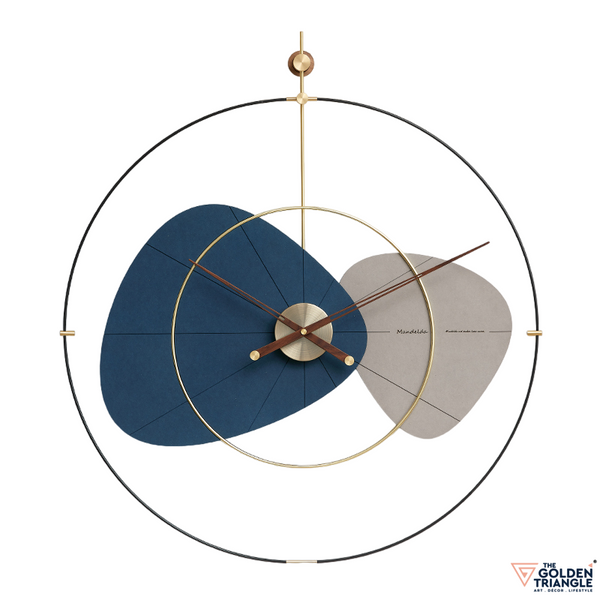Decorative Wooden Wall Clock with Metal Ring for home and office in blue colour