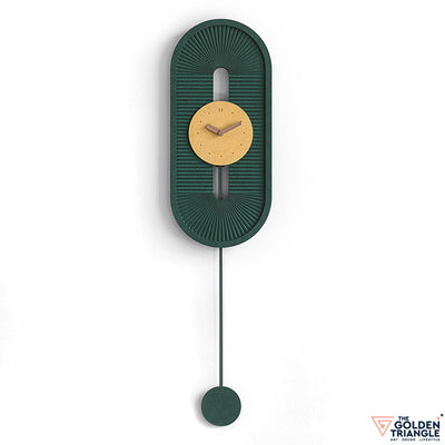 Green Vertical Wall Clock with Wooden Detail for Modern Homes