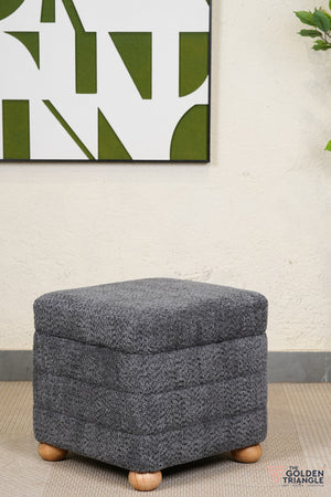 Tetra Fabric Pouffe with Storage - Gray