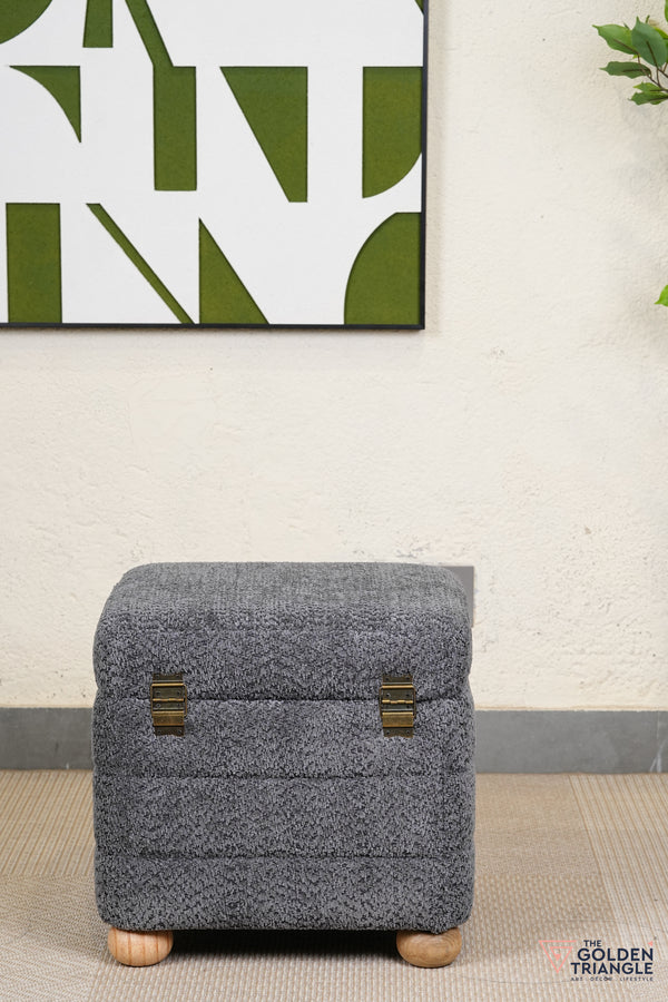 Tetra Fabric Pouffe with Storage - Gray