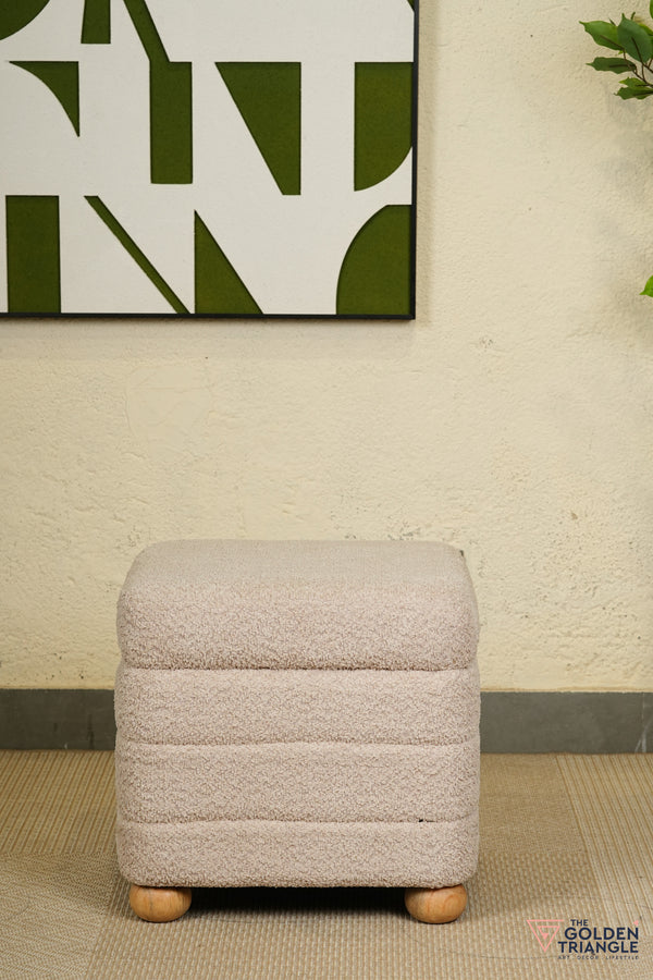 Tetra Fabric Pouffe with Storage - Beige