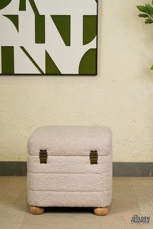 Tetra Fabric Pouffe with Storage - Beige