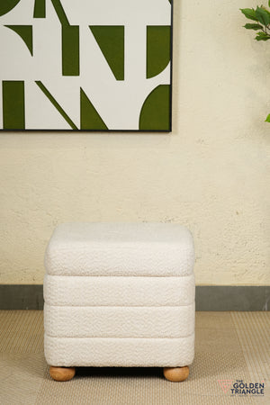 Tetra Fabric Pouffe with Storage - White