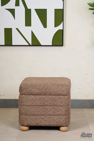 Tetra Fabric Pouffe with Storage - Mocha