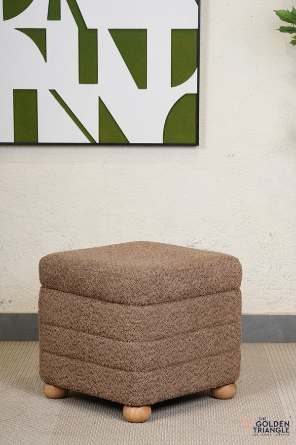 Tetra Fabric Pouffe with Storage - Mocha