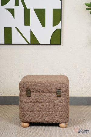 Tetra Fabric Pouffe with Storage - Mocha