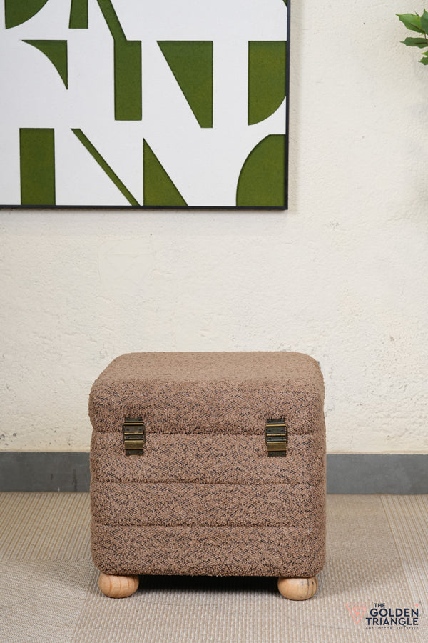 Tetra Fabric Pouffe with Storage - Mocha