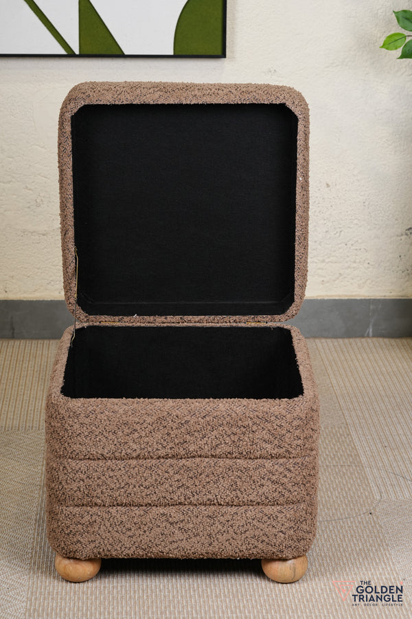 Tetra Fabric Pouffe with Storage - Mocha