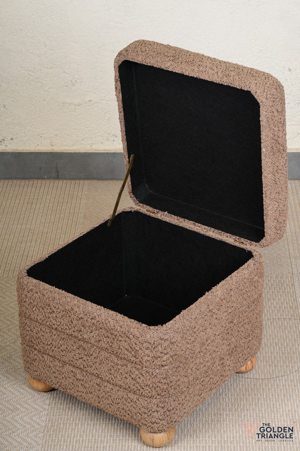 Tetra Fabric Pouffe with Storage - Mocha