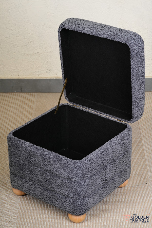 Tetra Fabric Pouffe with Storage - Gray